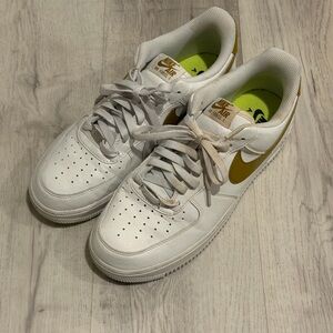 Nike White and Bronze Air Force 1 sz 10.5